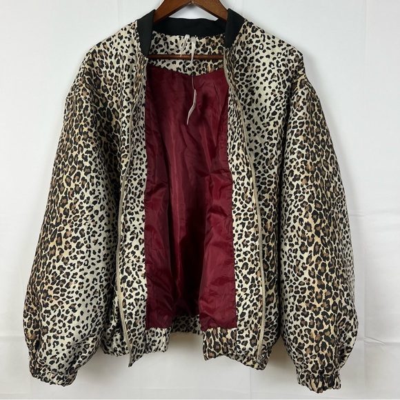 NWT Anthropologie Leopard Print Full Zip  Bomber Jacket SZ  XL - Picture 15 of 15